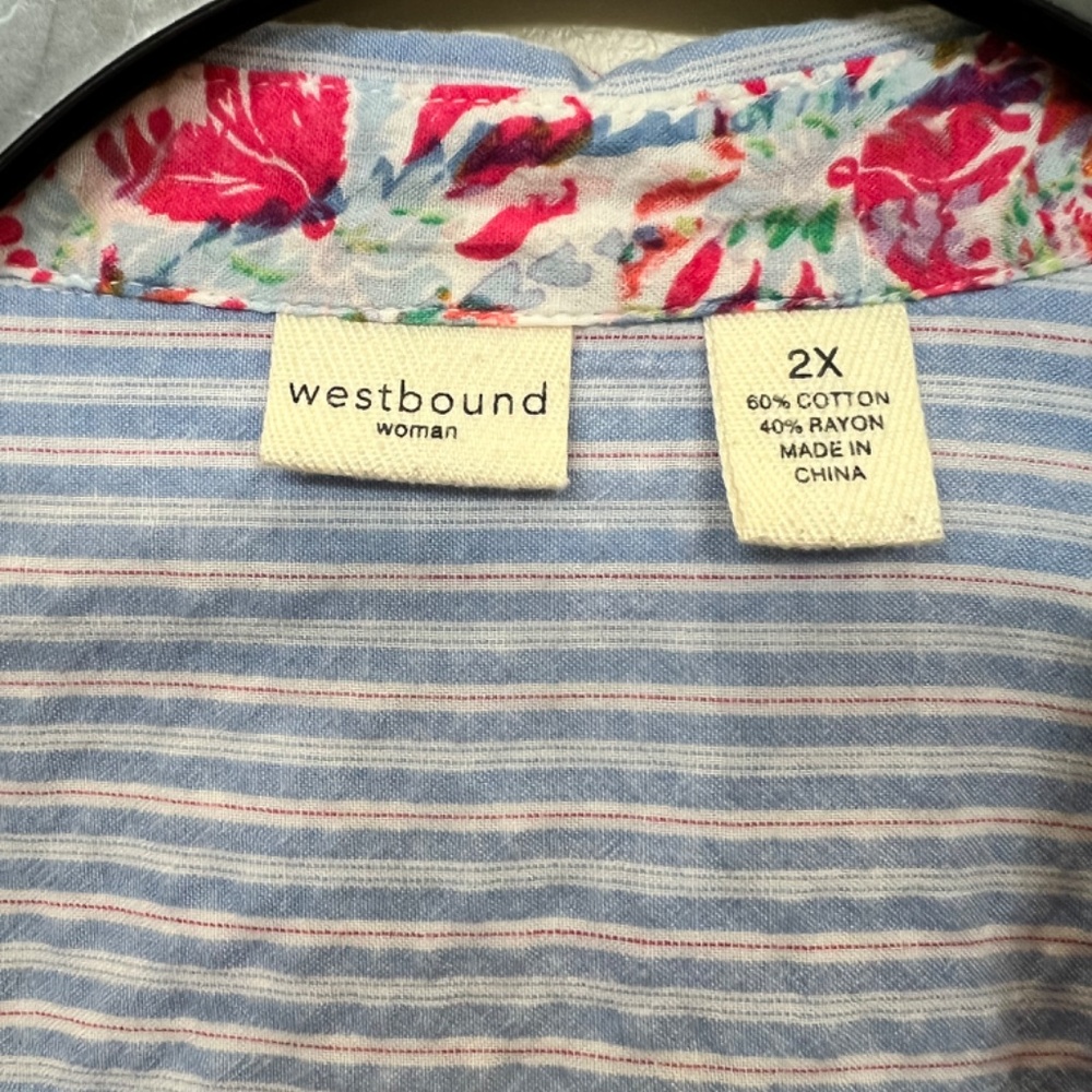Westbound Women's 2X Long Sleeve Multi Pattern Button Down - Picture 2 of 3